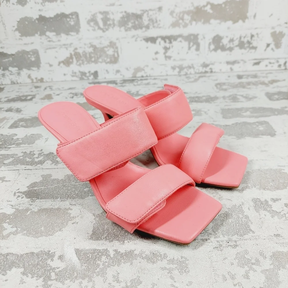 NEW Open Edit Edquincy Pink Slip On Summer Heeled Sandals W1119